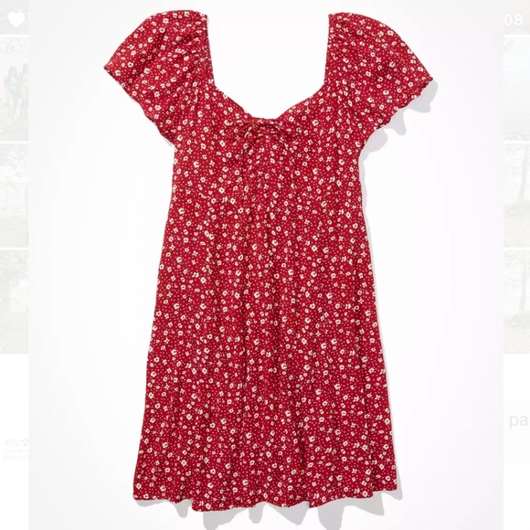 American Eagle Outfitters Dresses & Skirts - AE Ruched Flutter-Sleeve Mini Dress Red